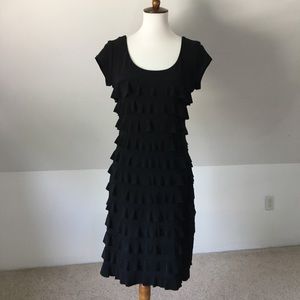 Tiered Ruffle Cap Sleeve Stretch Jersey Dress